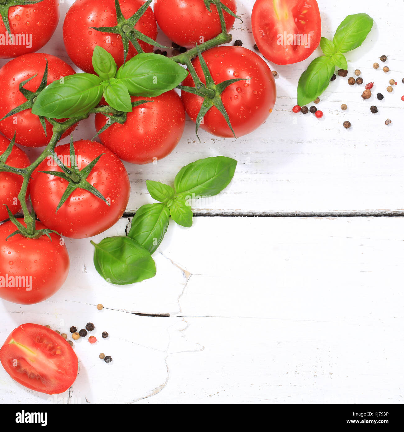 Tomaten Tomaten rote Gemüse square copyspace Ansicht von oben kopieren Raum Stockfoto