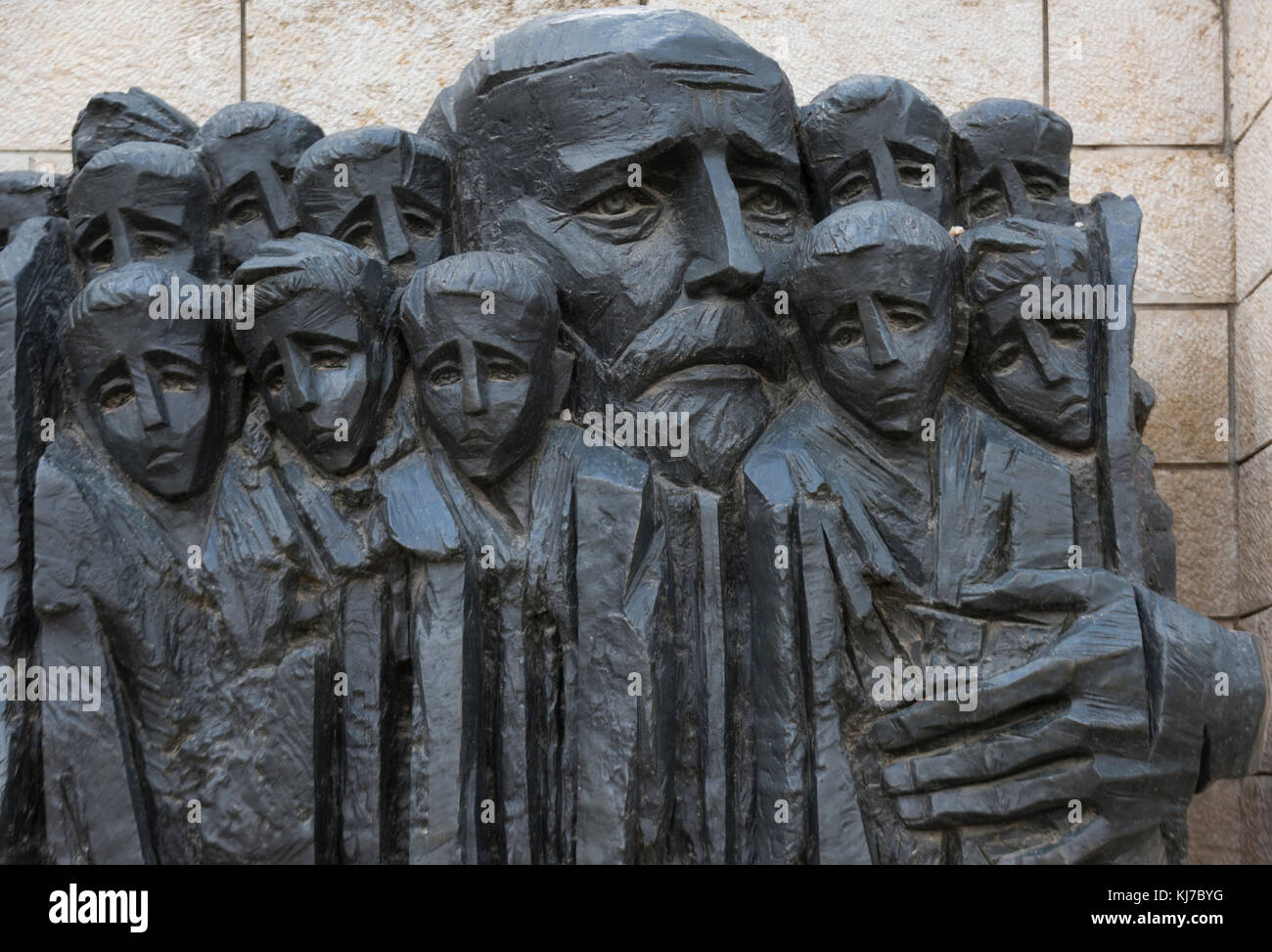 Korczak und die Ghetto Kinder Statue, Yad Vashem, Jerusalem, Israel Stockfoto