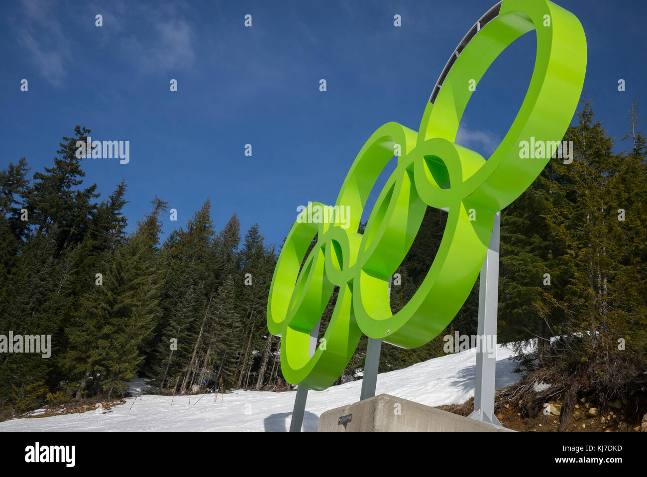 Olympischen Symbols in Whistler, Britisch-Kolumbien, Kanada Stockfoto