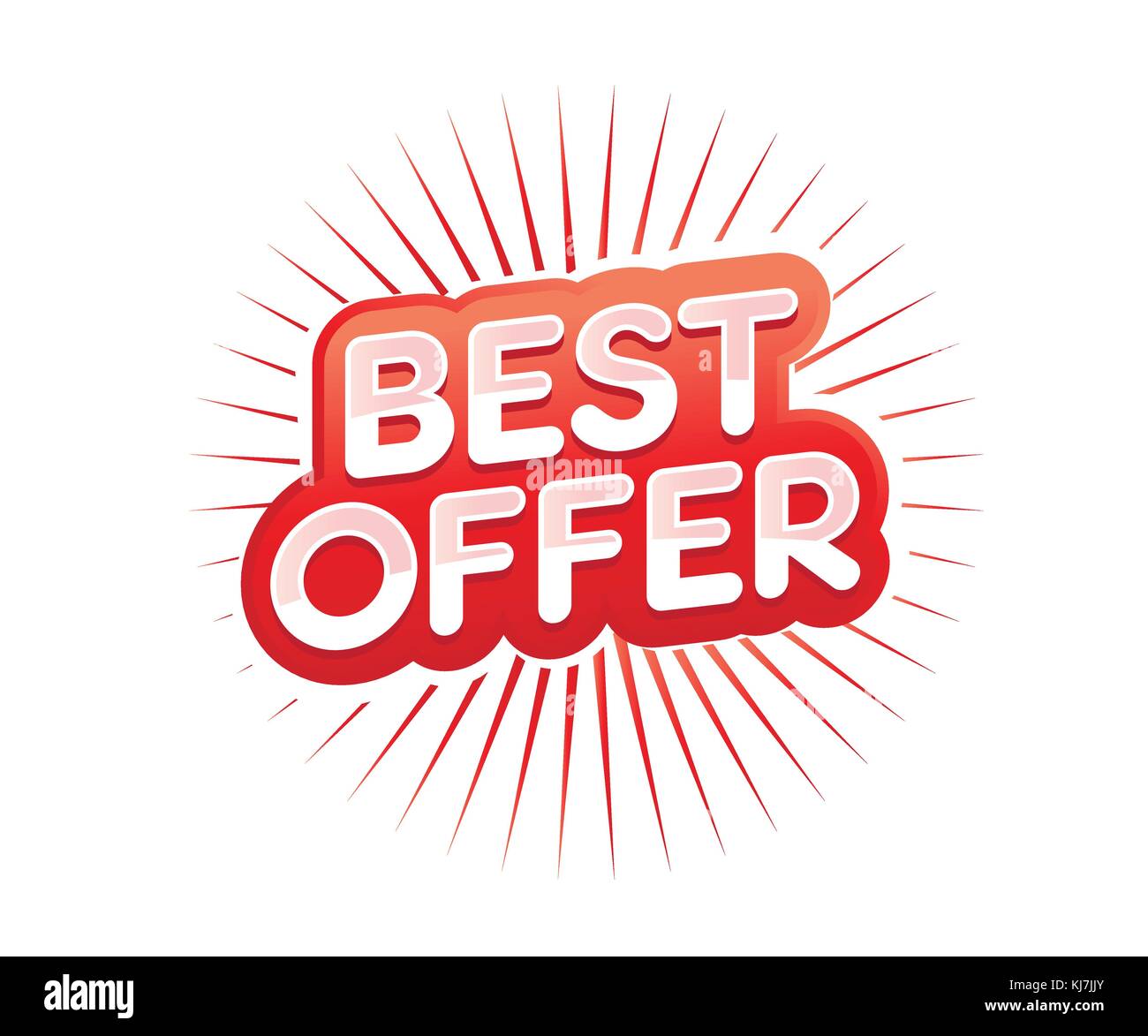 Beste Angebot Illustration, beste Angebot mit Strahlen, Fett Angebot registrieren, Illustration Design, auf weißem Hintergrund. Stock Vektor
