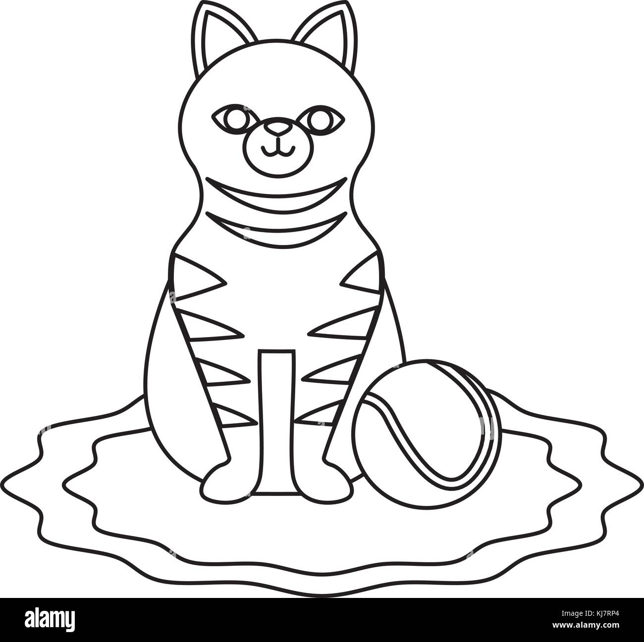 Süße Katze mit Tennis ball Stock Vektor