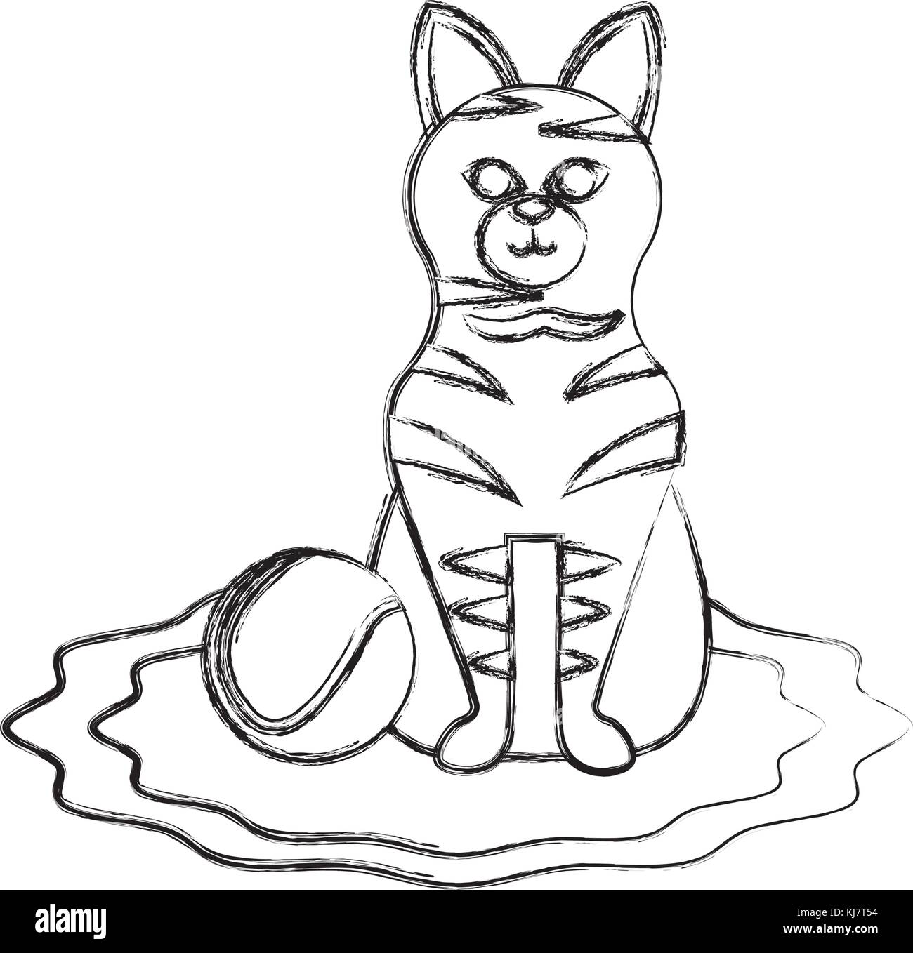 Süße Katze mit Tennis ball Stock Vektor