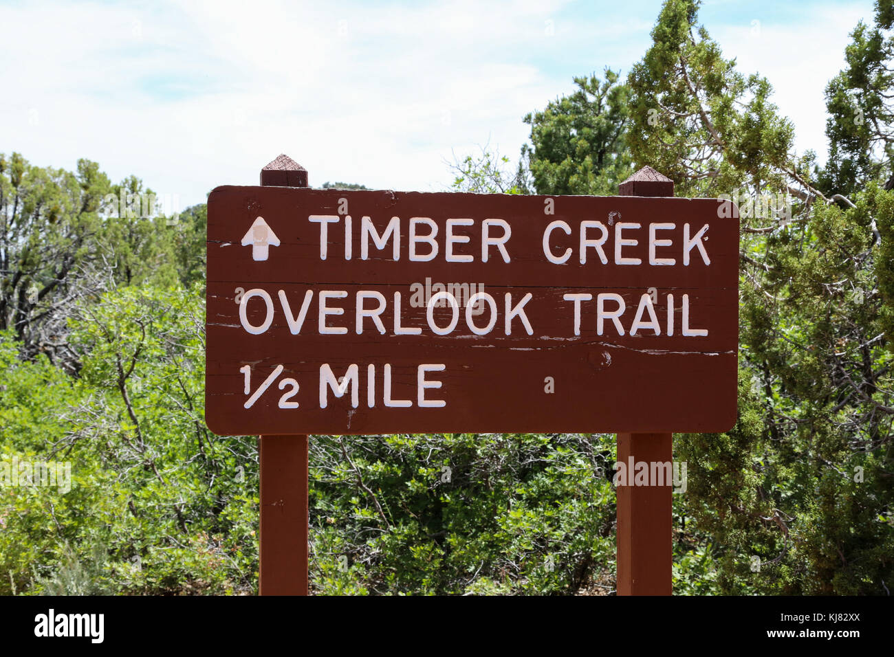 Schild mit Blick auf den Timber Creek Overlook Trail, nordwestlich vom Zion National Park Stockfoto