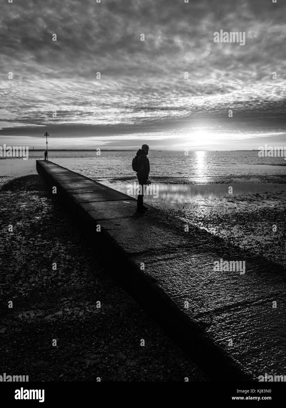 Sonnenuntergang am Strand Chalkwell Stockfoto