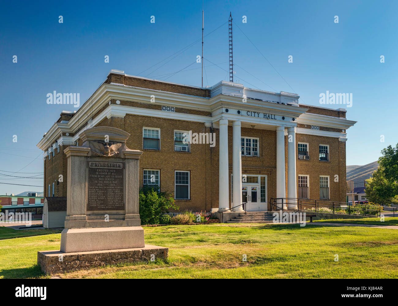 Rathaus an der Washington Street, Montpelier, Bear Lake Valley, Oregon Trail Bear Lake Scenic Byway, Idaho, USA Stockfoto