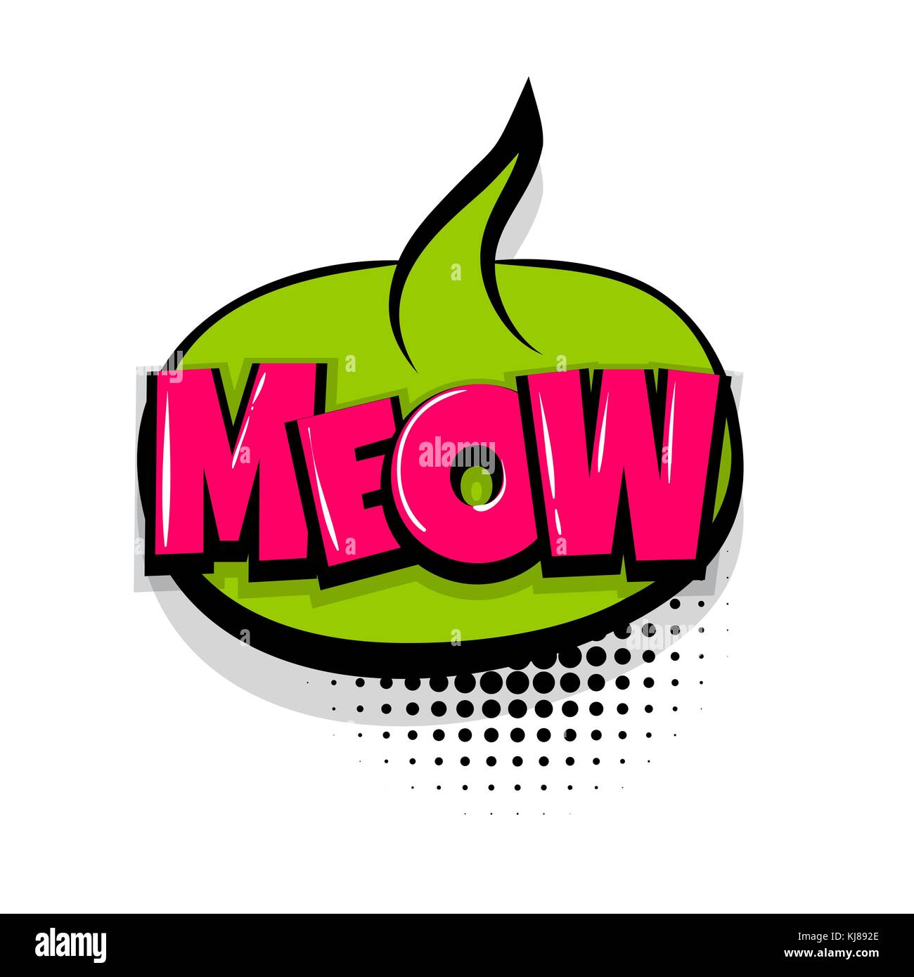 Meow Comic Text weißer Hintergrund Stock Vektor