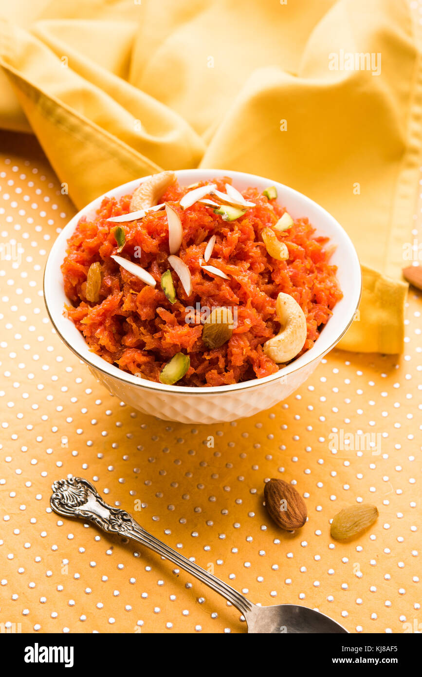 Karotte halwa oder Gajar Halwa Stockfoto