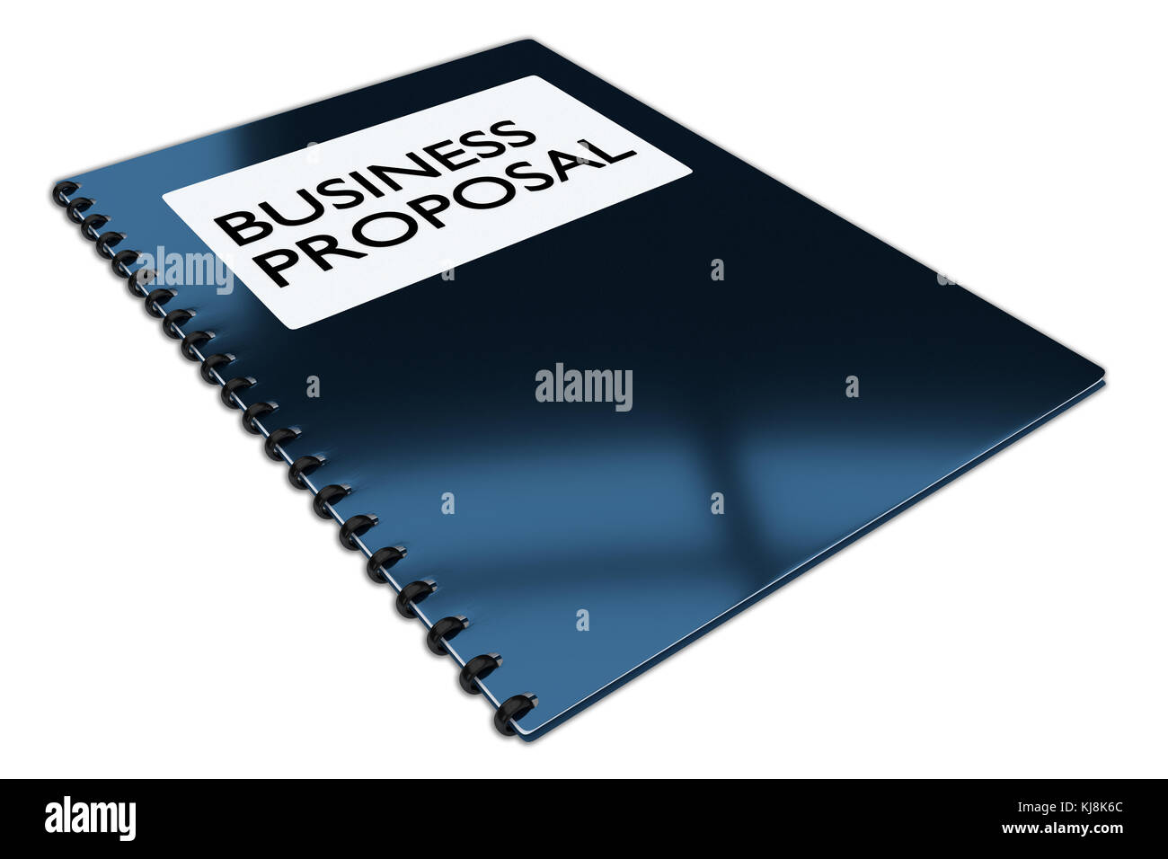 3D-Illustration des Skripts „BUSINESS PROPOSAL“ auf einer Broschüre, isoliert auf weiß. Stockfoto