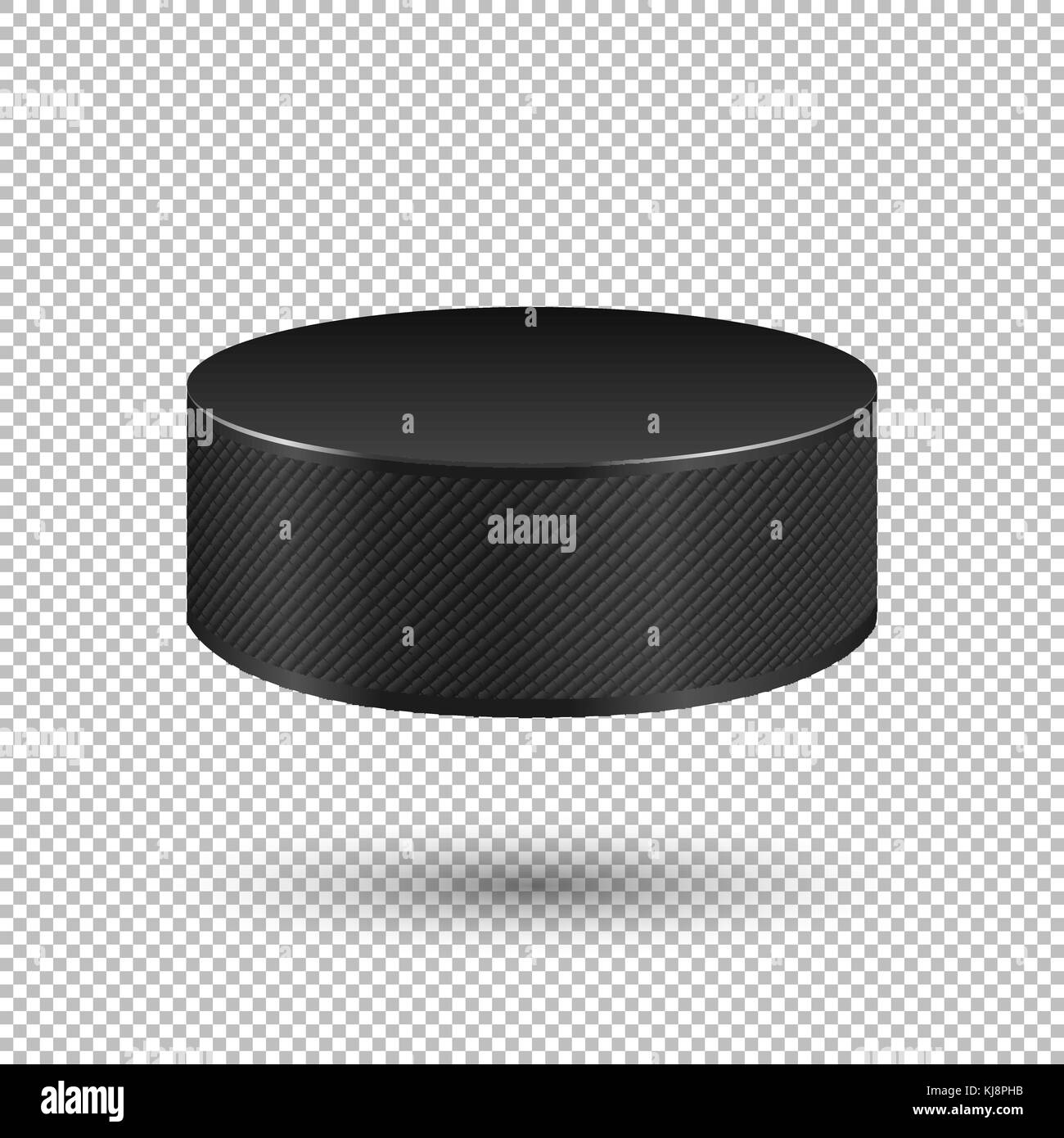 Vektor realistisch fliegen Eishockey puck Closeup auf Transparenten Hintergrund isoliert. Design Template Stock Vektor