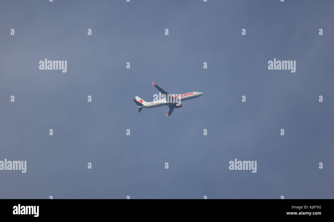 Chiang Mai, Thailand - 17. November 2017: hs-ltj Boeing 737-900er der thailändischen Lion Air Airline. Im Flug Chiang Mai nach Bangkok. Stockfoto