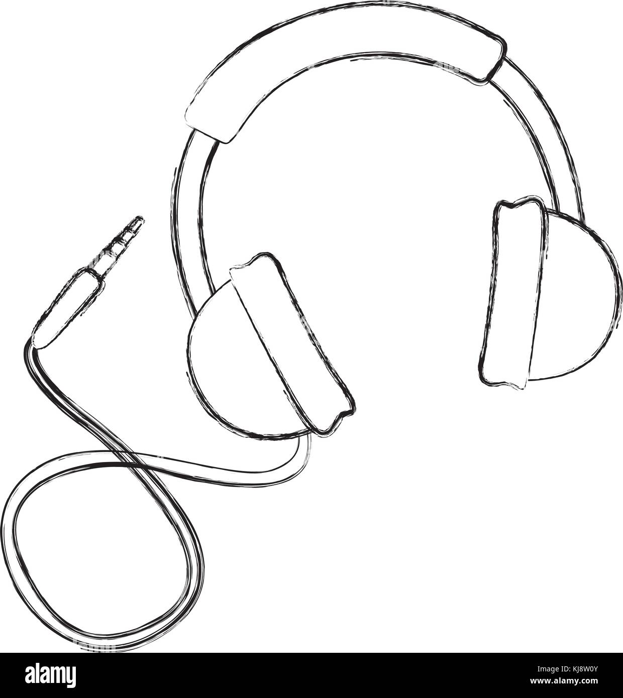 Skizze zeichnen Kopfhörer Cartoon Stock-Vektorgrafik - Alamy