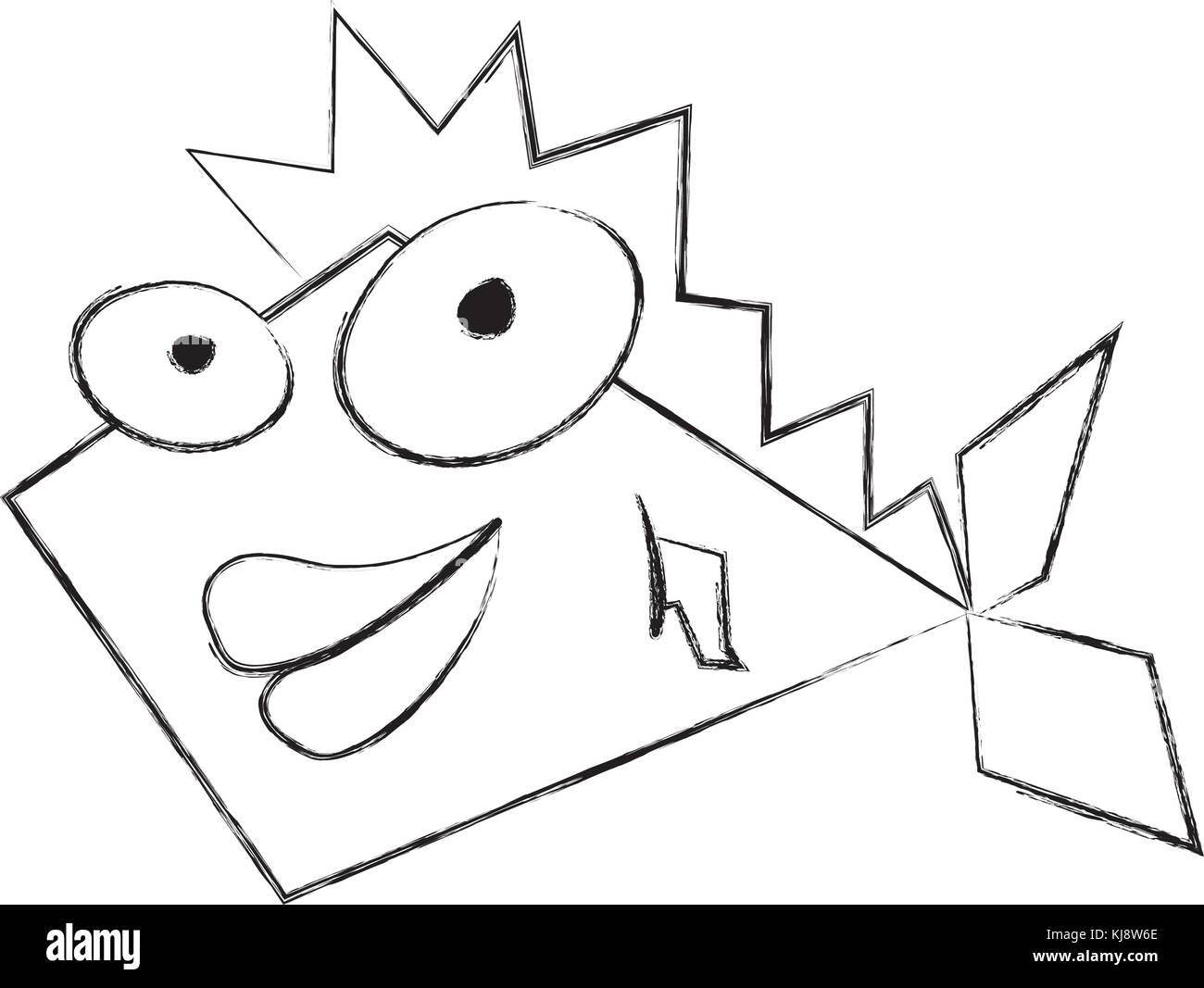 Skizze zeichnen lustige Fisch Cartoon Stock Vektor