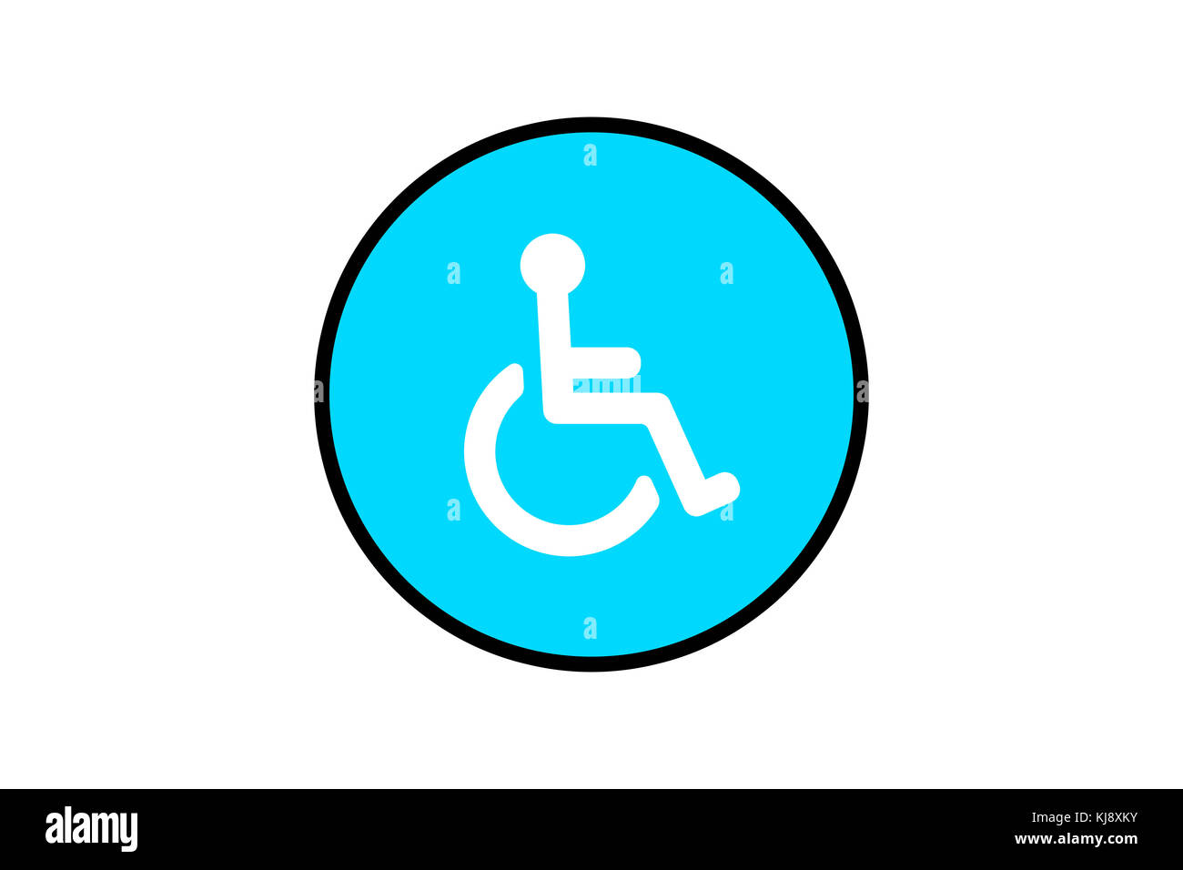 Blick auf Behinderte Rollstuhl person Zeichen für Handicap Parking, auf weißem Hintergrund. Stockfoto