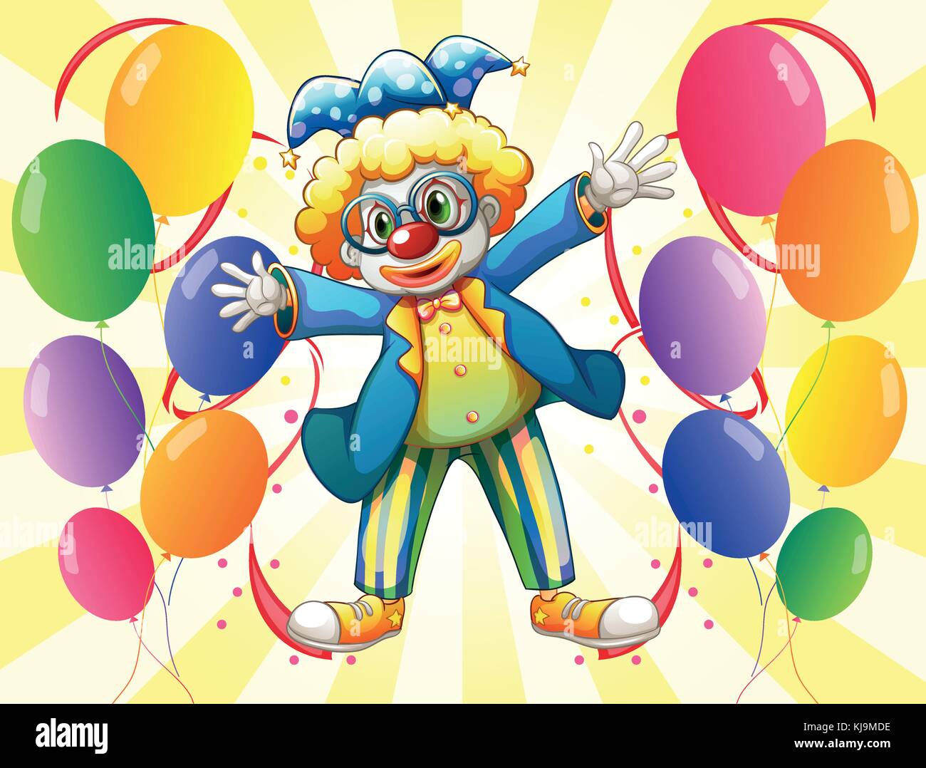 Abbildung: ein Clown mit bunten party Ballons Stock-Vektorgrafik - Alamy