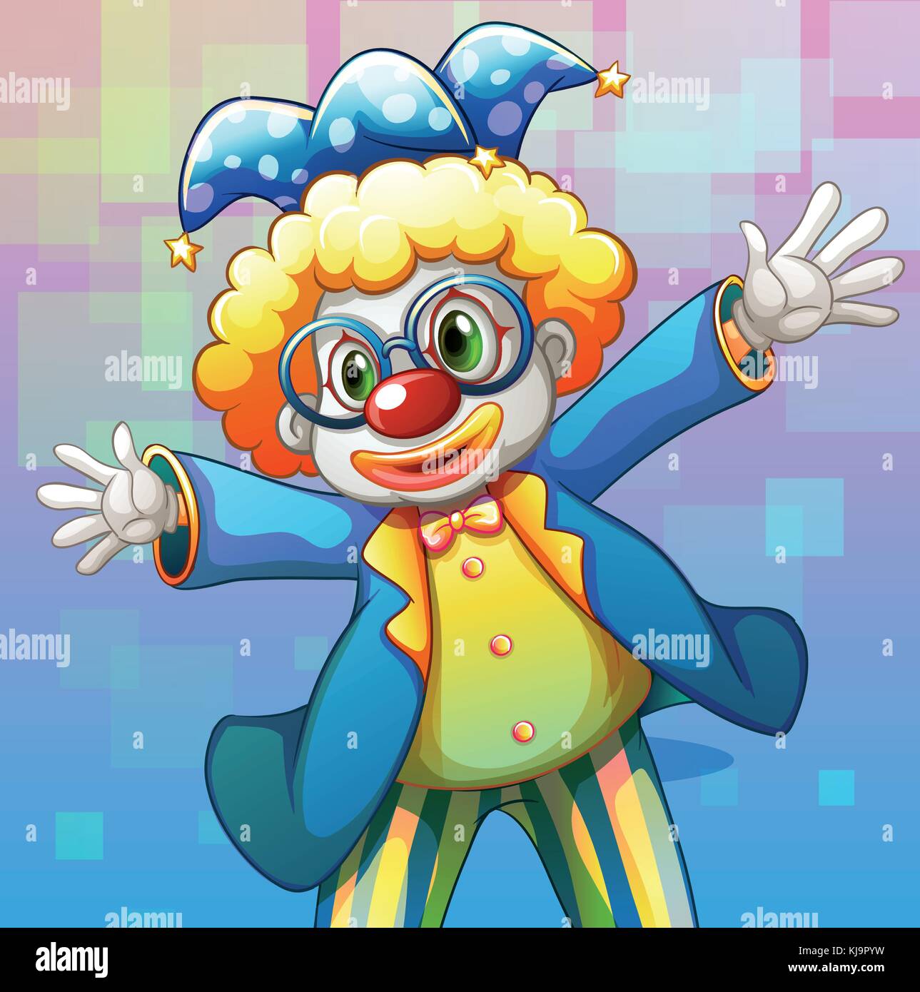 Abbildung: ein Clown mit einem bunten Kostüm Stock-Vektorgrafik - Alamy