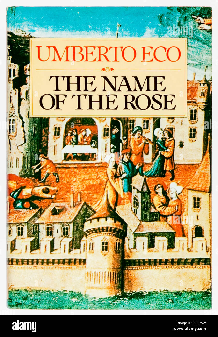 "Der Name der Rose" 1983 erste englische Ausgabe von 'Il Nome Della Rosa' von Umberto Eco (1932-2016), übersetzt von William Weaver (1923-2013). Stockfoto
