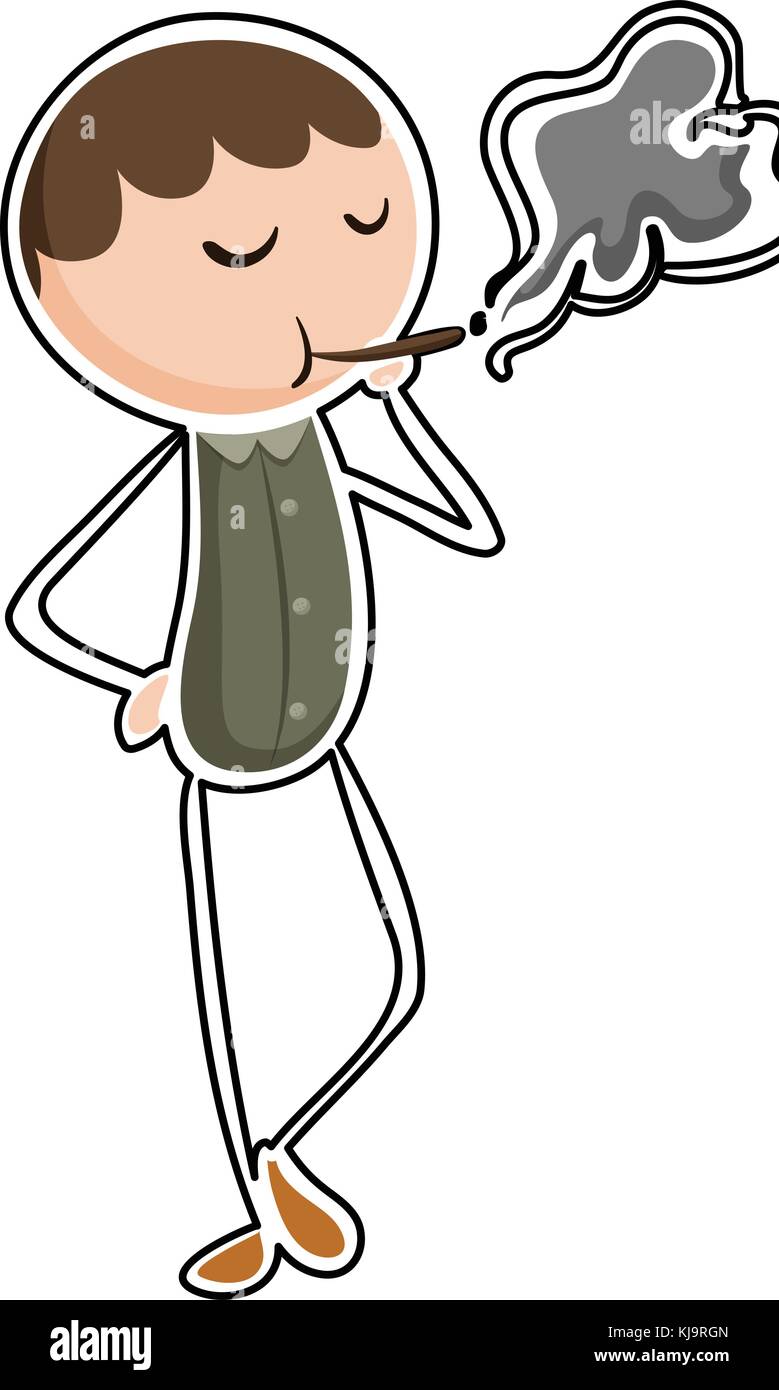 Abbildung: ein Mann rauchen auf weißem Hintergrund Stock Vektor