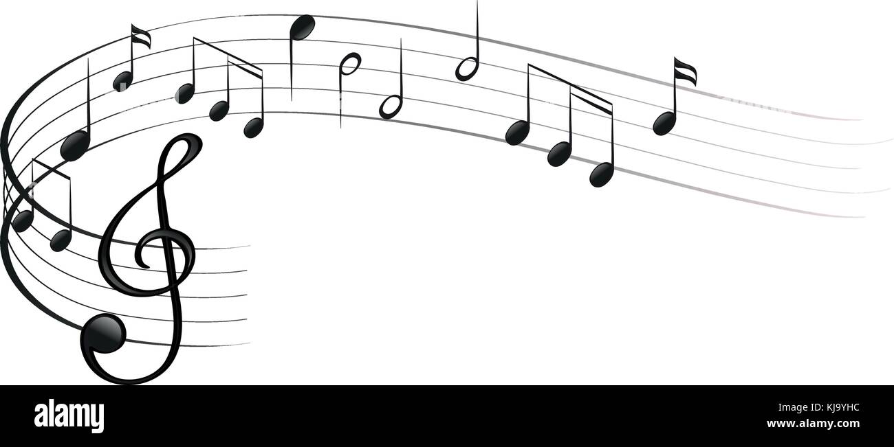 Darstellung der Symbole der Musik auf einem weißen Hintergrund Stock Vektor