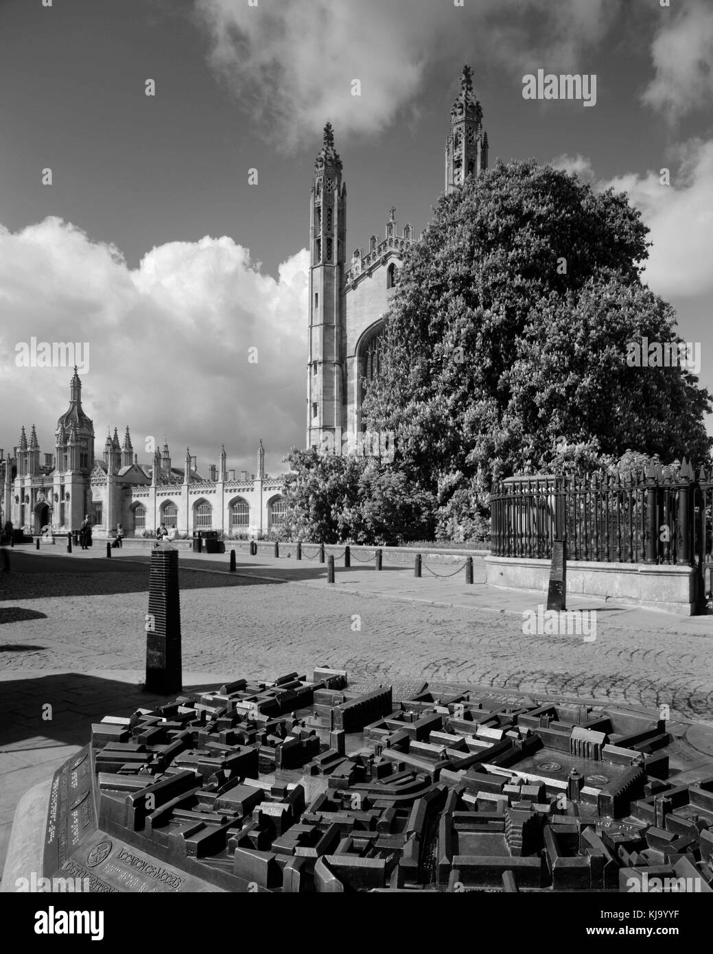 Das Stadtzentrum von Cambridge Modell auf der King's Parade gegenüber King's College Chapel Stockfoto