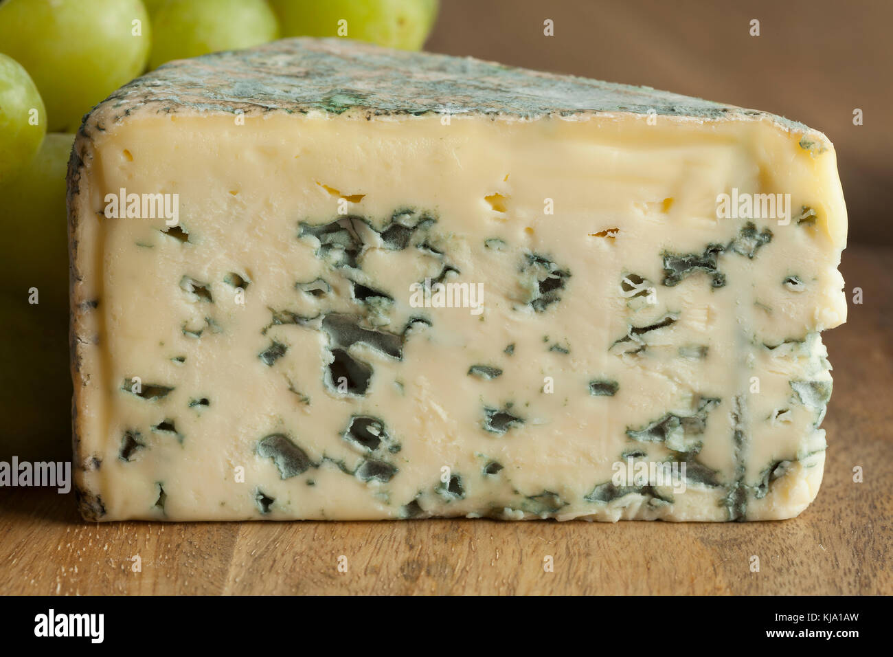 Stück der französischen Bleu d'Auvergne Käse Nahaufnahme Stockfoto