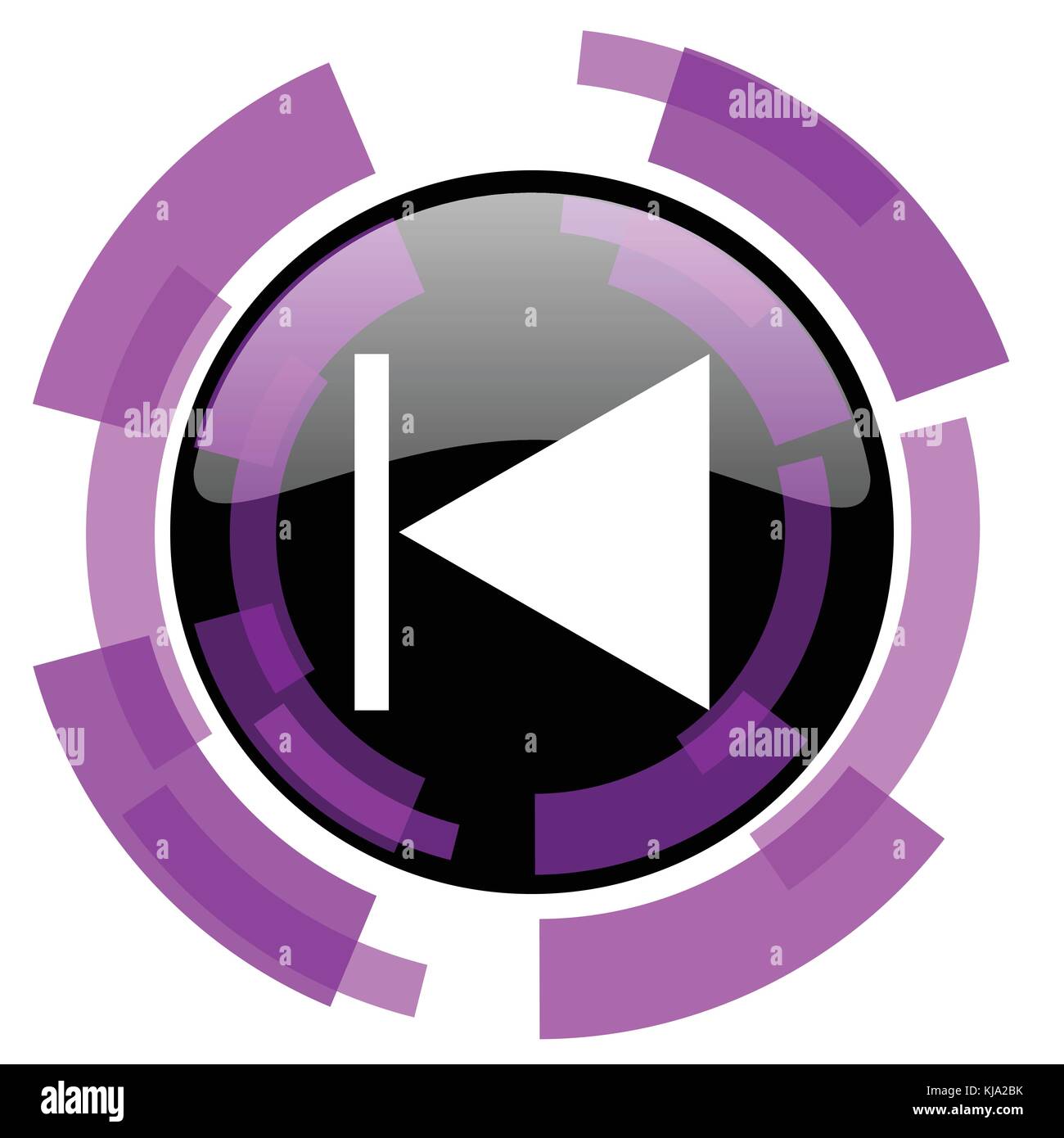 Zurück pink violett modern Design vector Web und Smartphone Symbol. runde Schaltfläche in der Eps 10 auf weißem Hintergrund. Stock Vektor