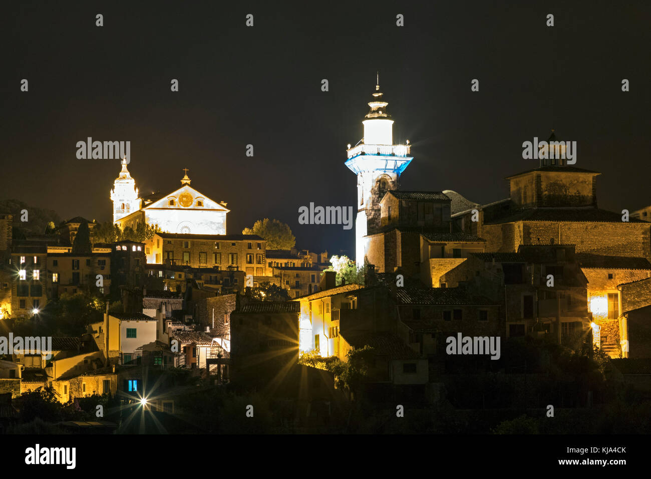 In der Nacht Valldemossa, Mallorca, Balearen, Spanien Stockfoto