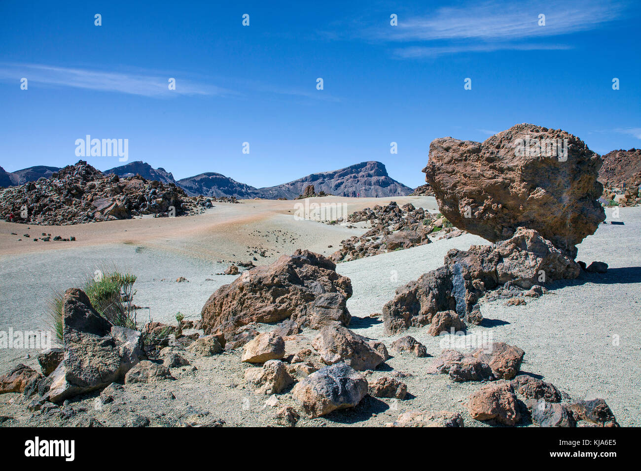 Mondlandschaft im Parque Nacional de Las Canadas del Teide Nationalpark und UNESCO-Weltkulturerbe, Teneriffa, Kanarische Inseln, Spanien Stockfoto