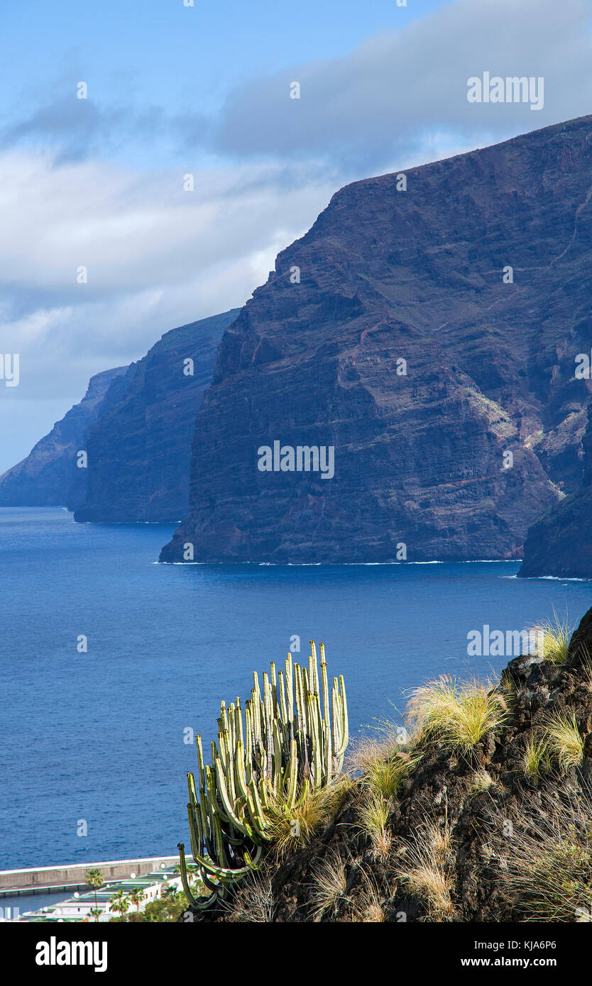 Blick auf Los Gigantes an der Westkueste, Los Gigantes, Westseite der Insel, Teneriffa, Kanarische Inseln, Spanien Stockfoto