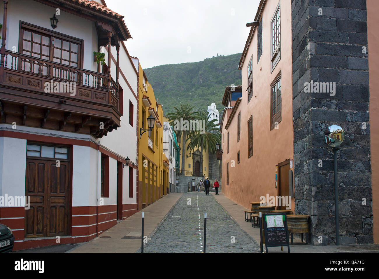 Typische kanarische Häuser im Dorf Garachico, Teneriffa, Kanarische Inseln, Spanien Stockfoto