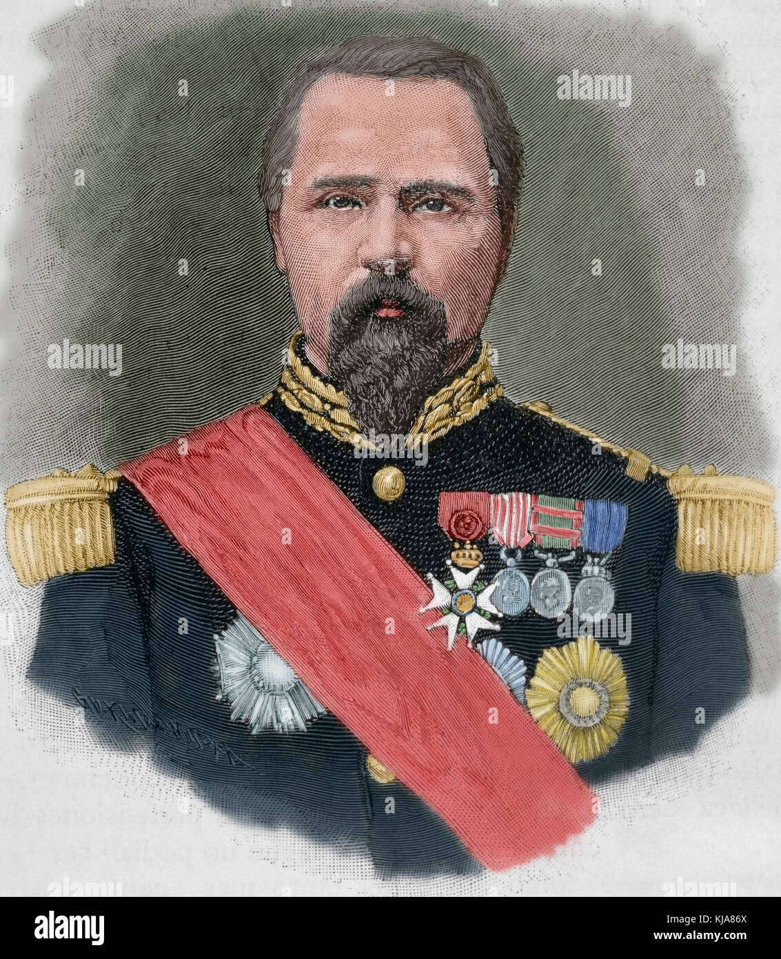 Pierre-Louis Charles de Failly (1810-1892). Der französische General. Porträt. Kupferstich von Klose. Gefärbt. Stockfoto
