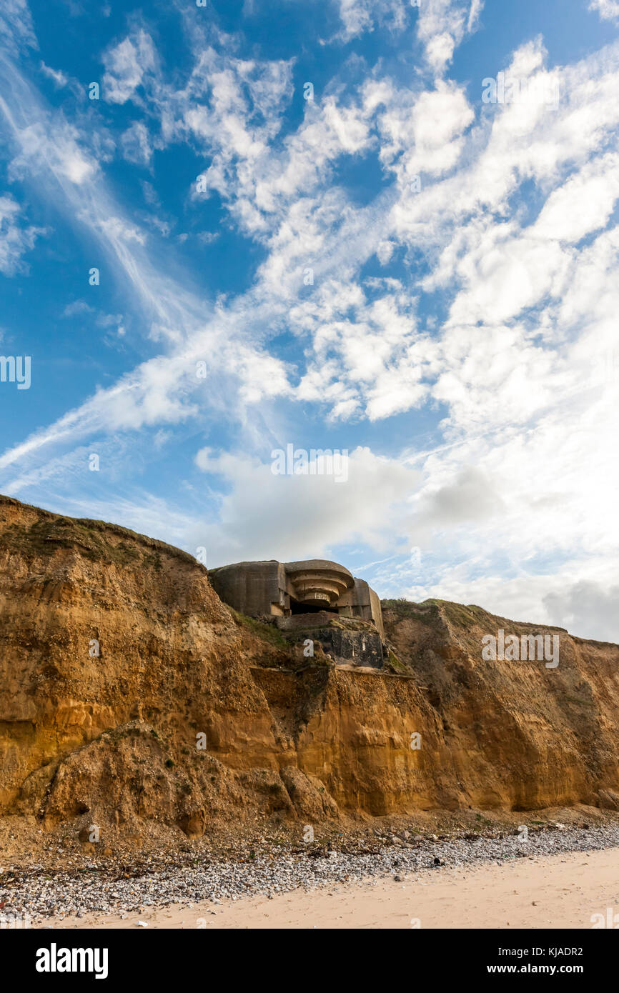 Einmal in den Nachrichten für Migration, die sich in Sangatte befinden, Pais de Calais ist eine ruhige französischen Küstenort mit Krieg Archäologie und gute Wassersport Strände. Stockfoto