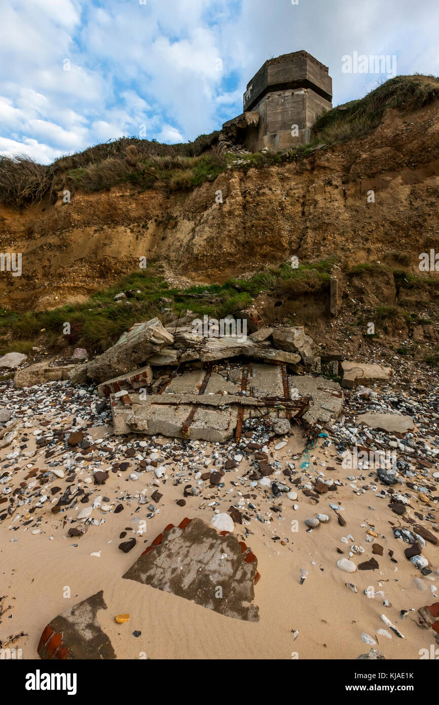 Einmal in den Nachrichten für Migration, die sich in Sangatte befinden, Pais de Calais ist eine ruhige französischen Küstenort mit Krieg Archäologie und gute Wassersport Strände. Stockfoto