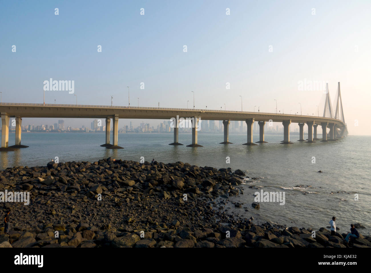 Rajiv Gandhi meer link Brücke zwischen Bandra und Worli, Mumbai Stockfoto
