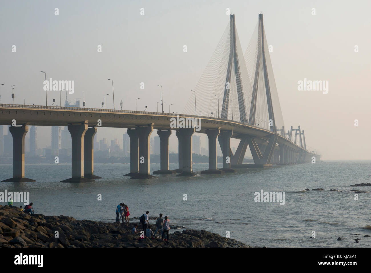 Rajiv Gandhi meer link Brücke zwischen Bandra und Worli, Mumbai Stockfoto