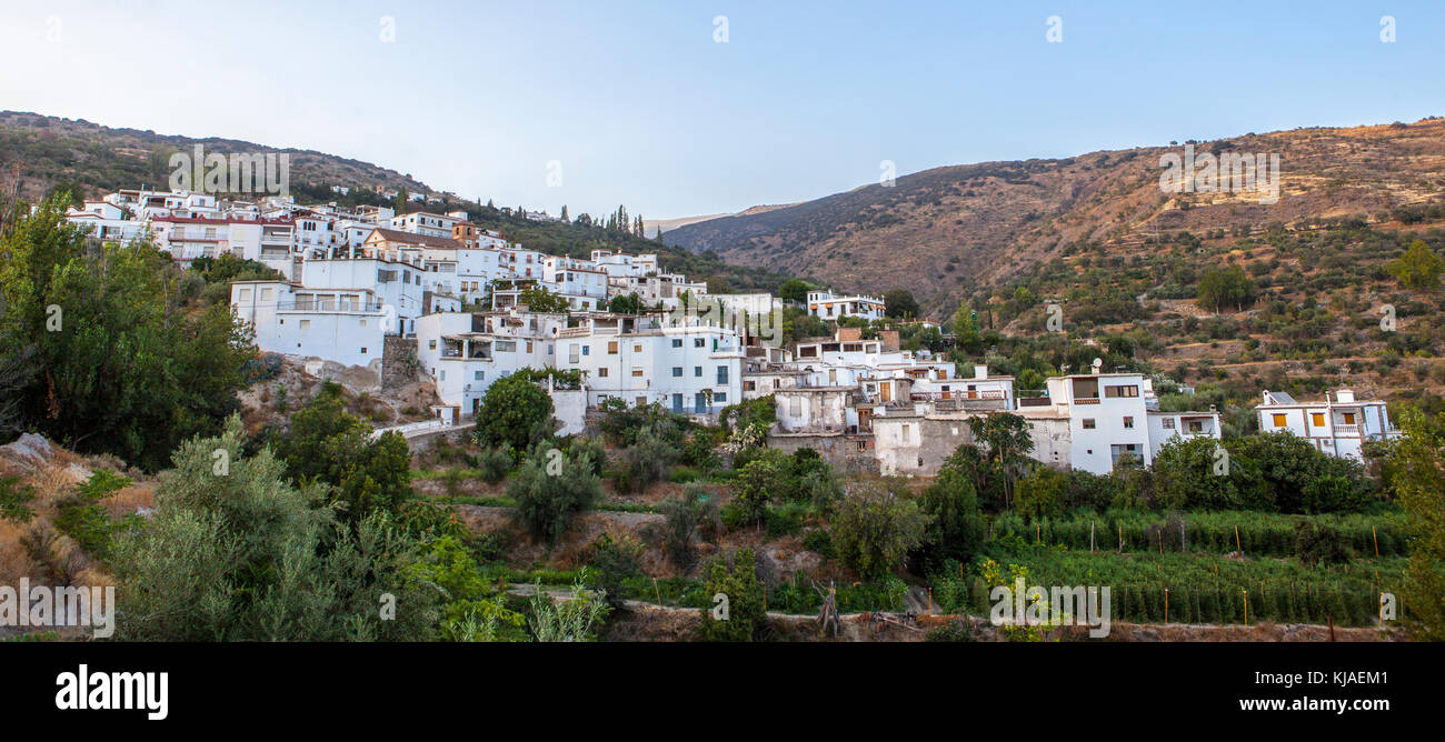 Blick über das alpujarran-Dorf Mecina Alnahar in Richtung Sierra de la Contraviesa, Granada Stockfoto