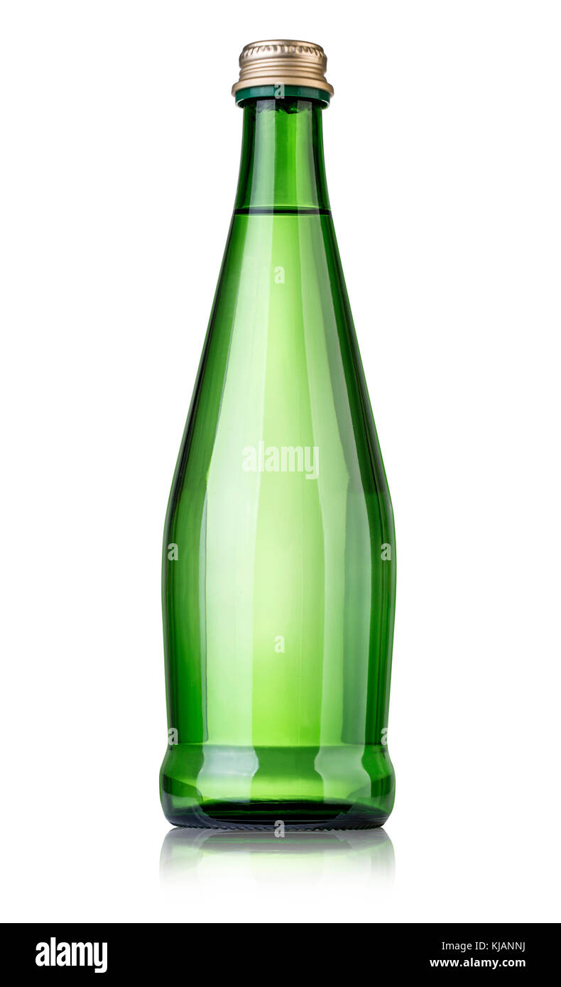 Glas Flasche Sodawasser. auf weißem Hintergrund mit Freistellungspfad isoliert Stockfoto