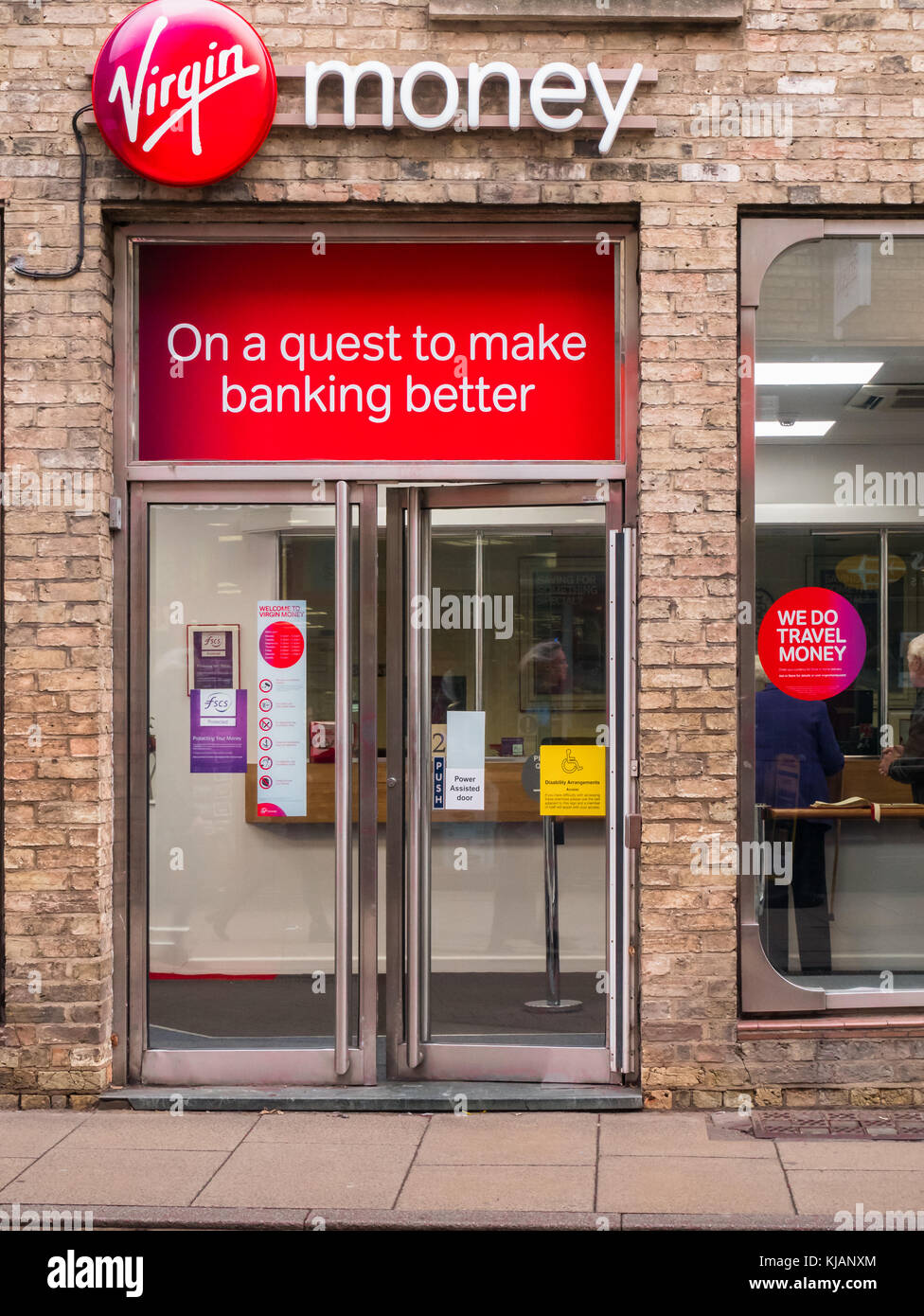 Virgin Money Bank, auf der Sidney Street, im Stadtzentrum von Cambridge, England. Stockfoto