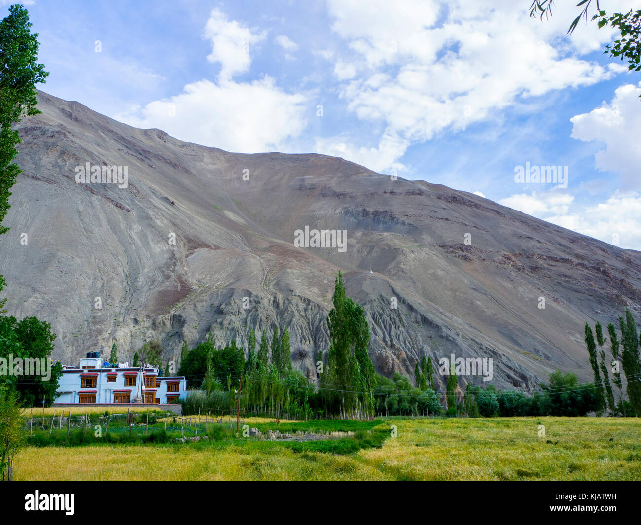 Traditionelles Haus-Sham Valley Trek Landschaft - Ladakh, Indien Stockfoto