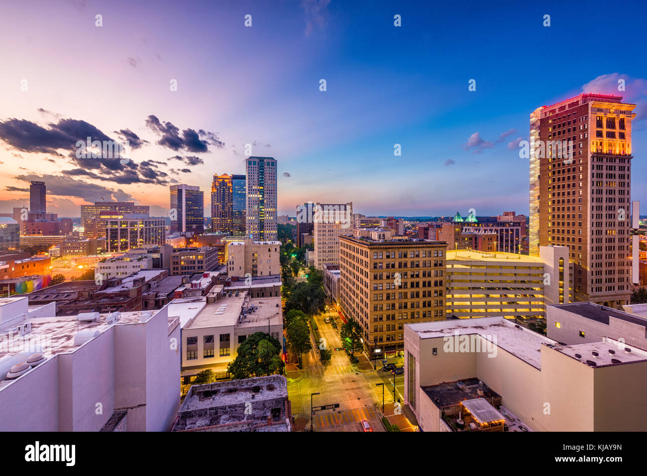 Birmingham, Alabama, USA Downtown Skyline der Stadt. Stockfoto