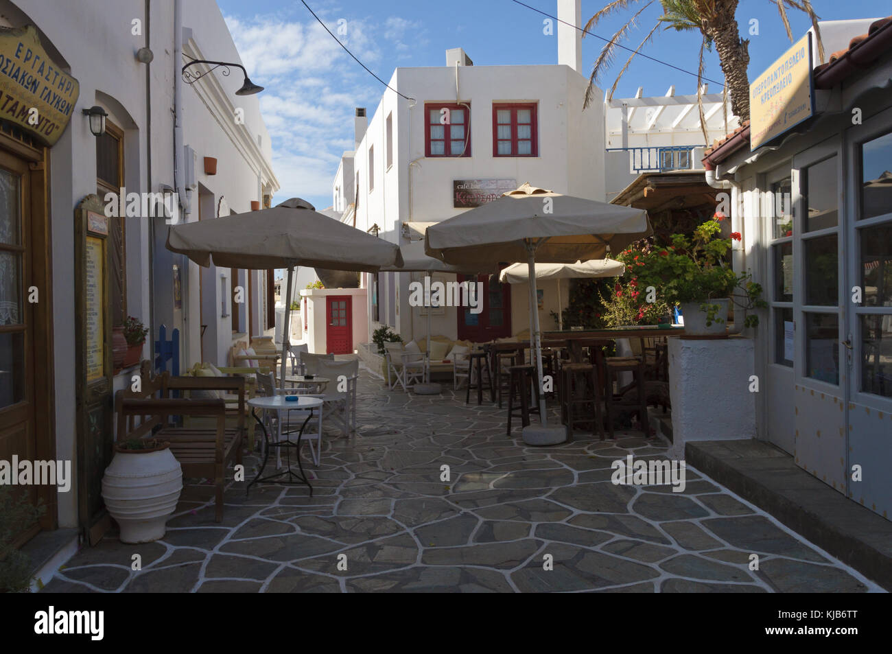 Central Street in Chora, kythnos Insel, Griechenland Stockfoto