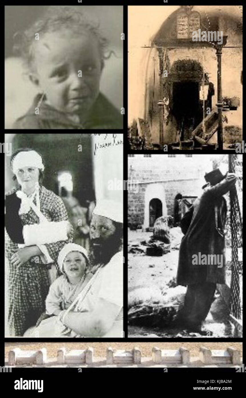 Das Massaker auf Hebron von 1929 ereignete sich während einer Zeit verschärfter Spannungen zwischen jüdischen und arabischen Gemeinden in Palästina. Es führte zum Tod von 67 jüdischen Einwohnern, was ein tragisches Ereignis in der Geschichte der Region während der britischen Mandatsherrschaft darstellt. Stockfoto