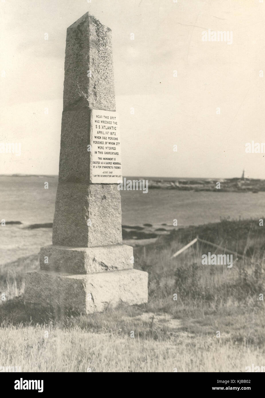 Denkmal für die Opfer der Wrack der SS Atlantic am 1. April 1873 Stockfoto