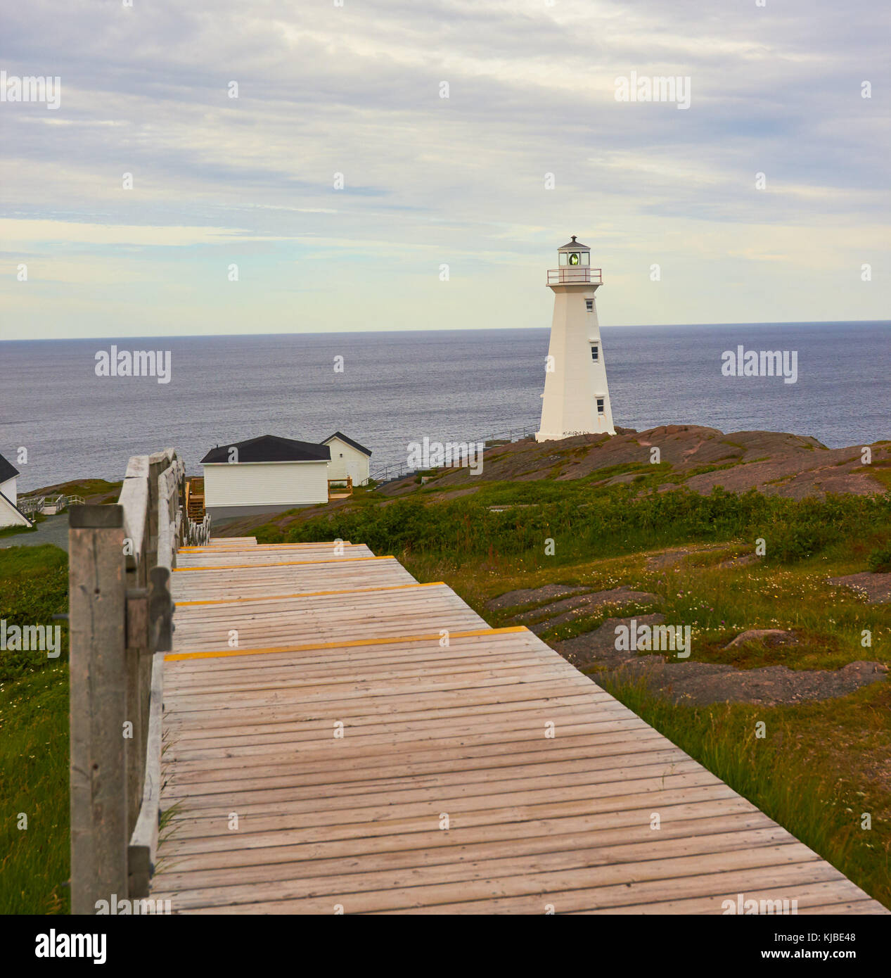 Cape Spear Lighhouse (1955) eine konkrete achteckige Turm, Avalon Halbinsel, Neufundland, Kanada Stockfoto