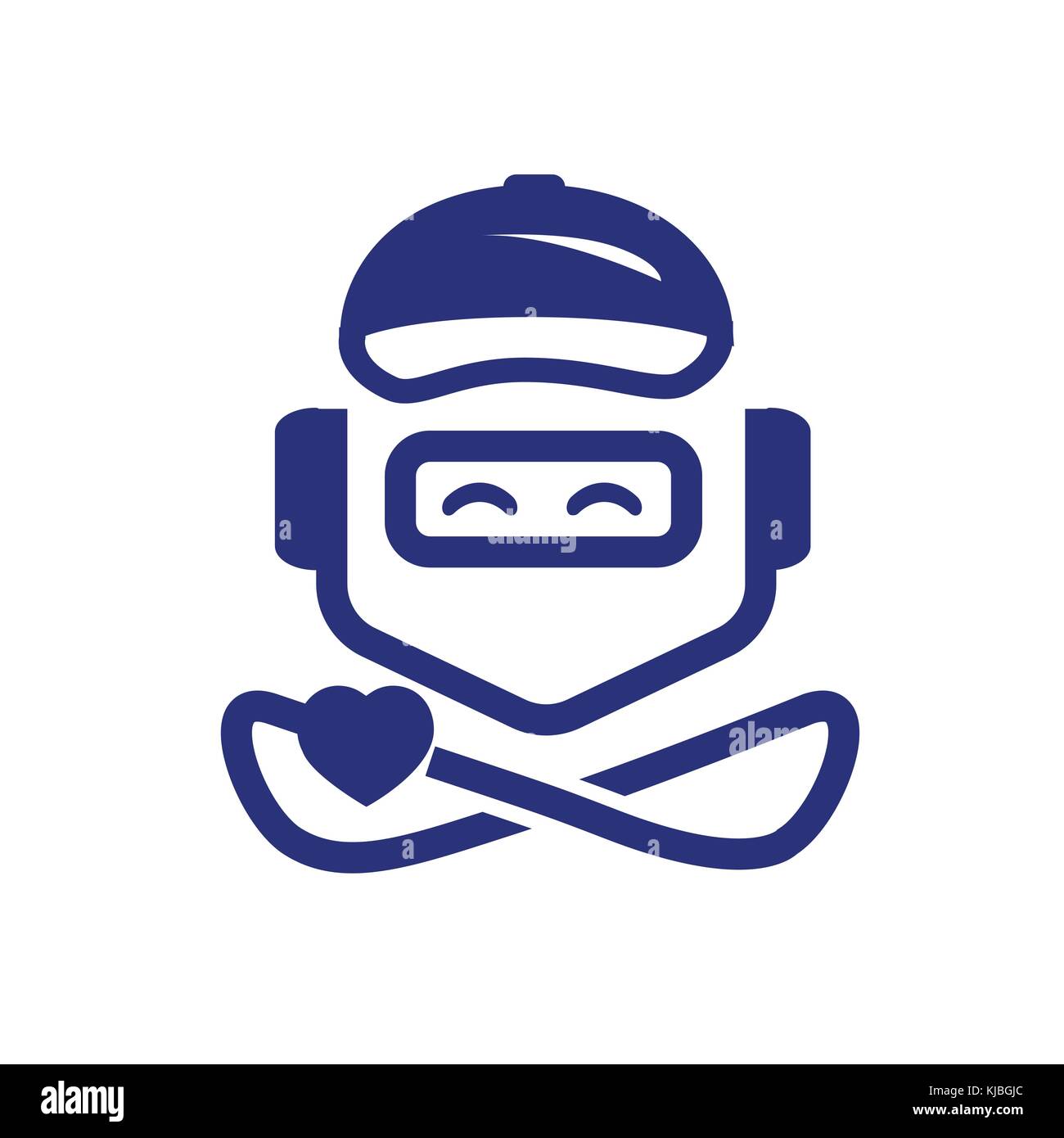 Roboter hält Herz Gap trägt, Roboter Abbildung, umriss der Roboter, Illustration Design, auf weißem Hintergrund. Stock Vektor