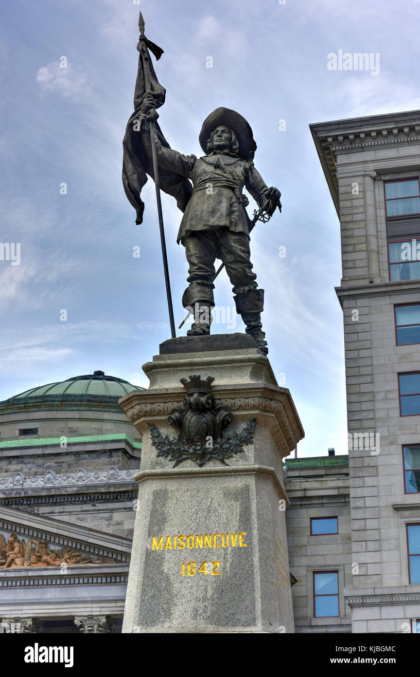 Maisonneuve Monument, das sich in der Place d'Armes in Montreal, Kanada. das Denkmal in Erinnerung an Paul chomedey de Maisonneuve, dem Gründer von Montreal. Stockfoto