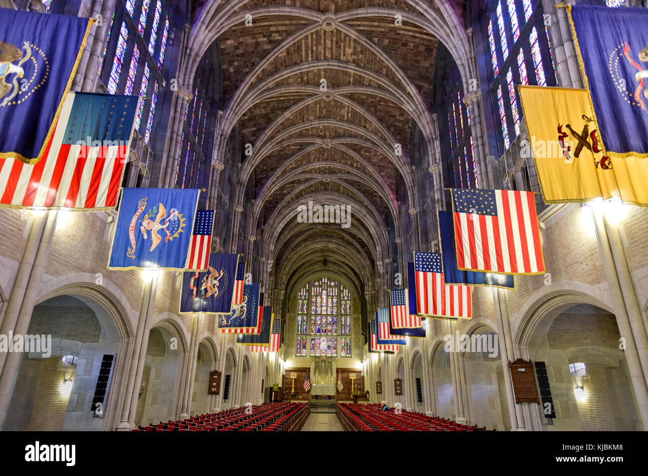 West Point, New York - 26. September 2015: westpunktjüngsterer Kapelle an der US Military Academy. die Kadetten Kapelle an der United States Military Academy Stockfoto