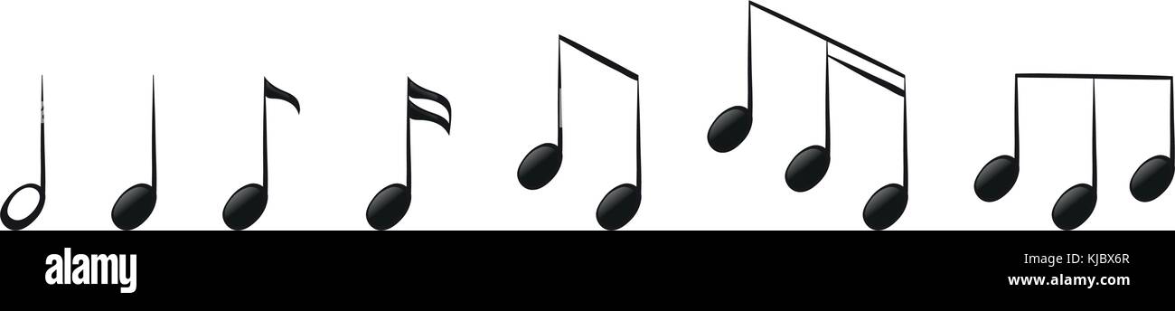 Darstellung der Noten auf weißem Hintergrund Stock Vektor