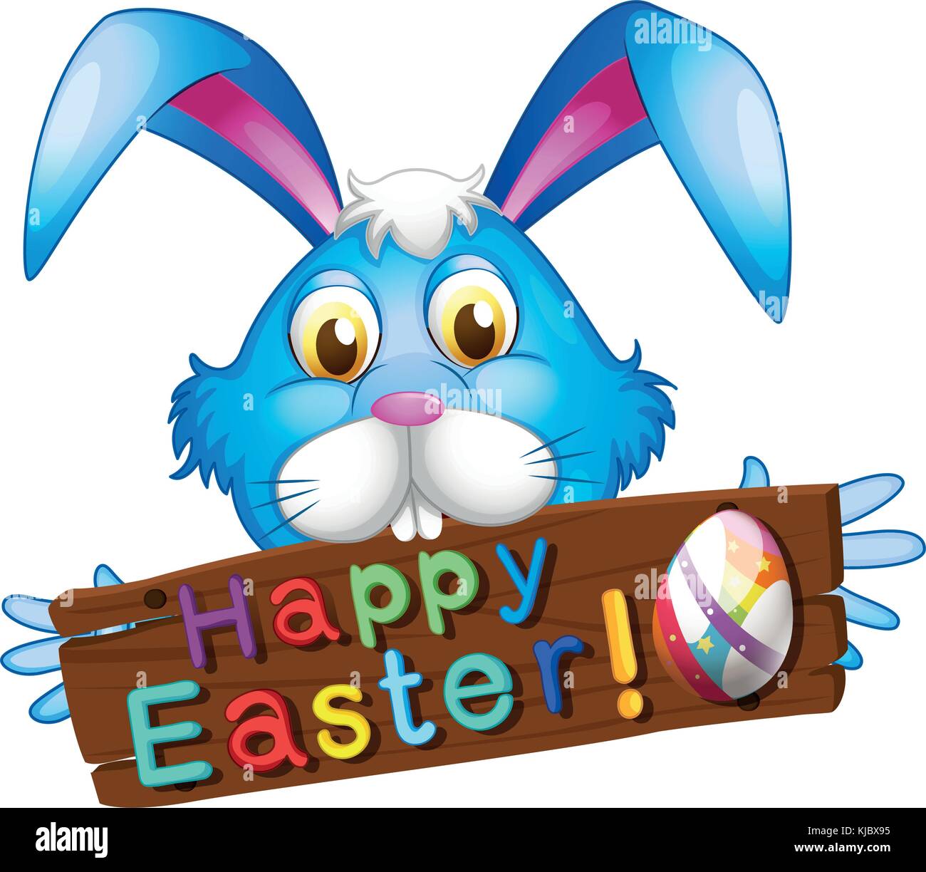 Abbildung: ein Häschen mit einem Namensschild auf weißem Hintergrund Stock Vektor