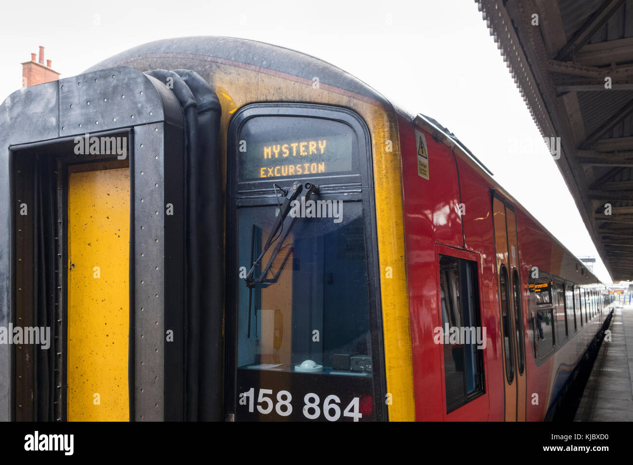 Geheimnis Ausflug oder eine Reise mit dem Zug bis Bahnhof Nottingham, England, Großbritannien Stockfoto