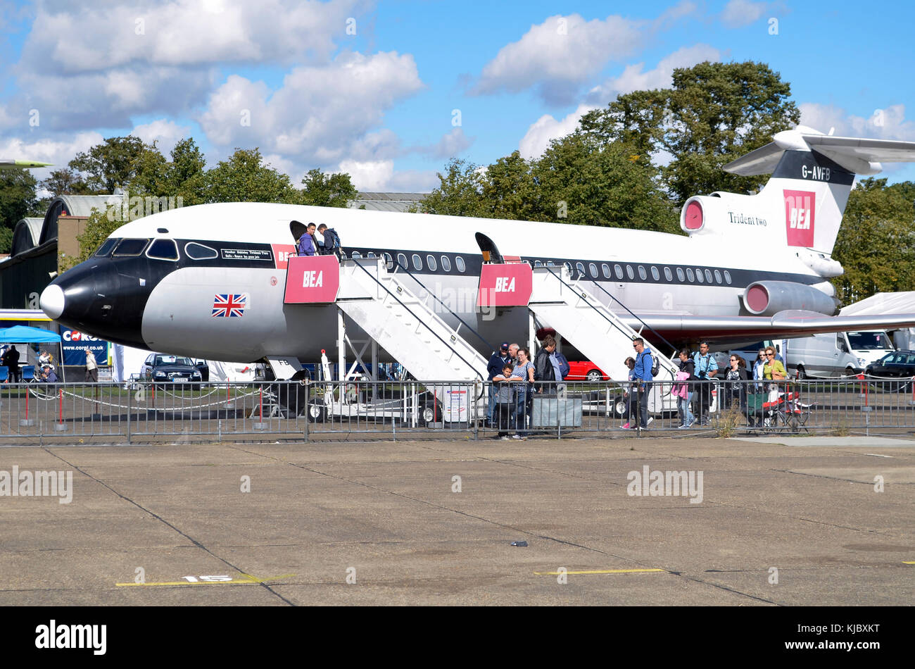 Hawker Siddeley Trident 2e Bea Duxford England Das Trident Flog Mit Der British European Airways Wahrend Viel Der 70er Jahre Stockfotografie Alamy